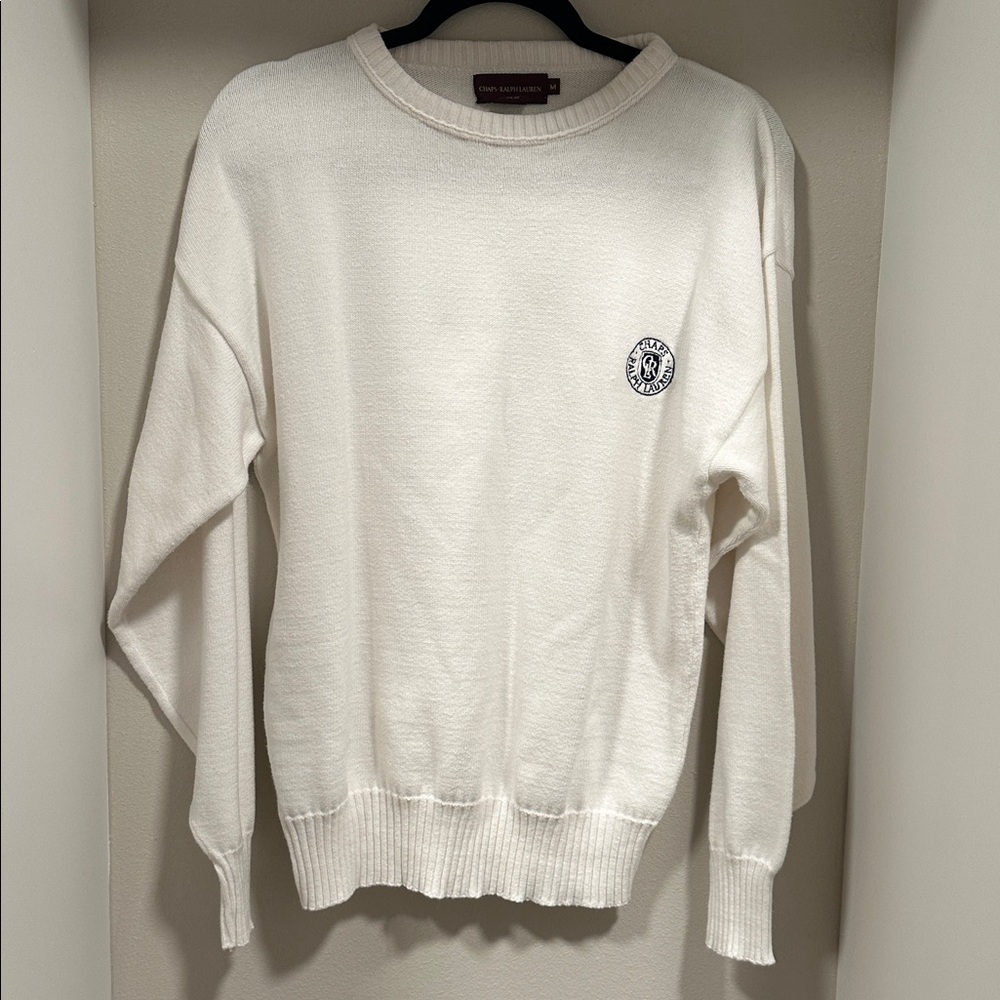 Ralph Lauren x Chaps Vintage Oversized Knit Sweater Ivory White Cream Pullover